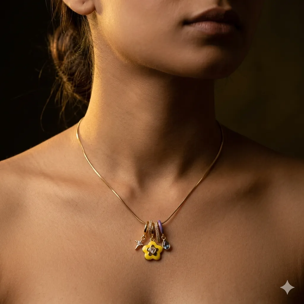 Yellow Daisy Charm Pendant Chain.webp