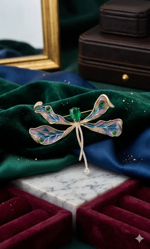Emerald Dragonfly Brooch.webp