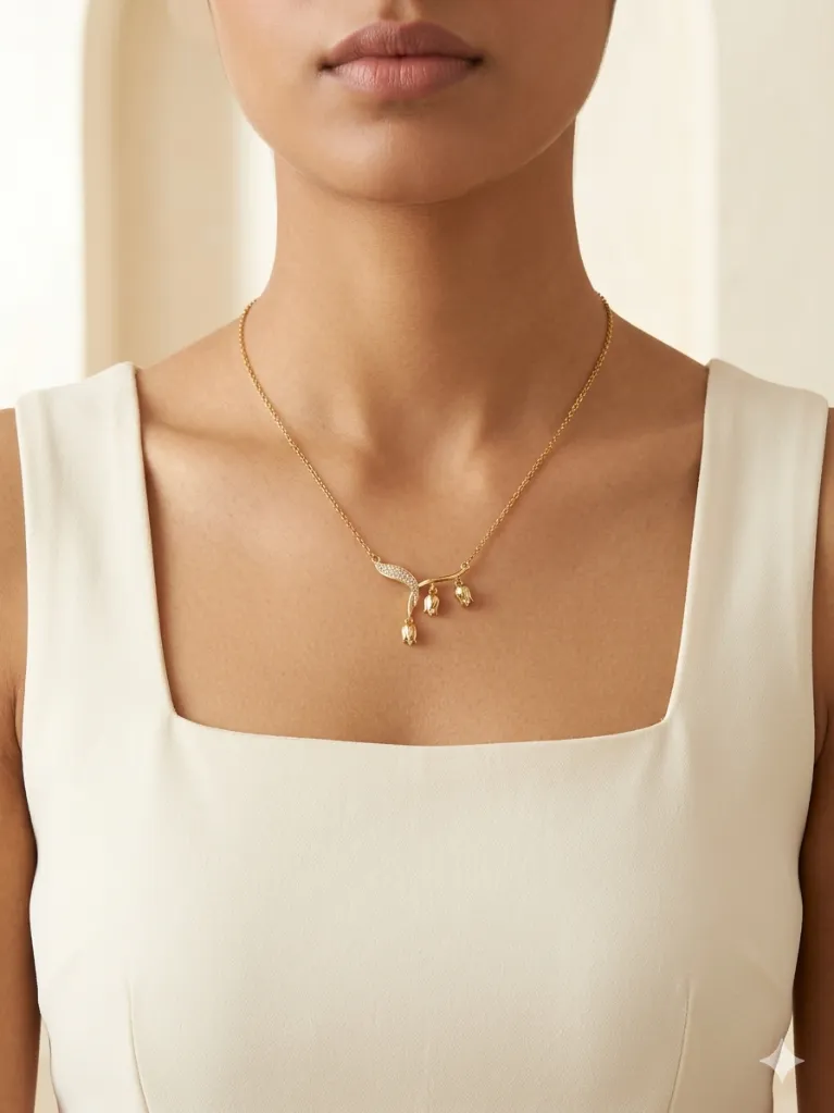 Lotus Drops Pendant Chain.webp