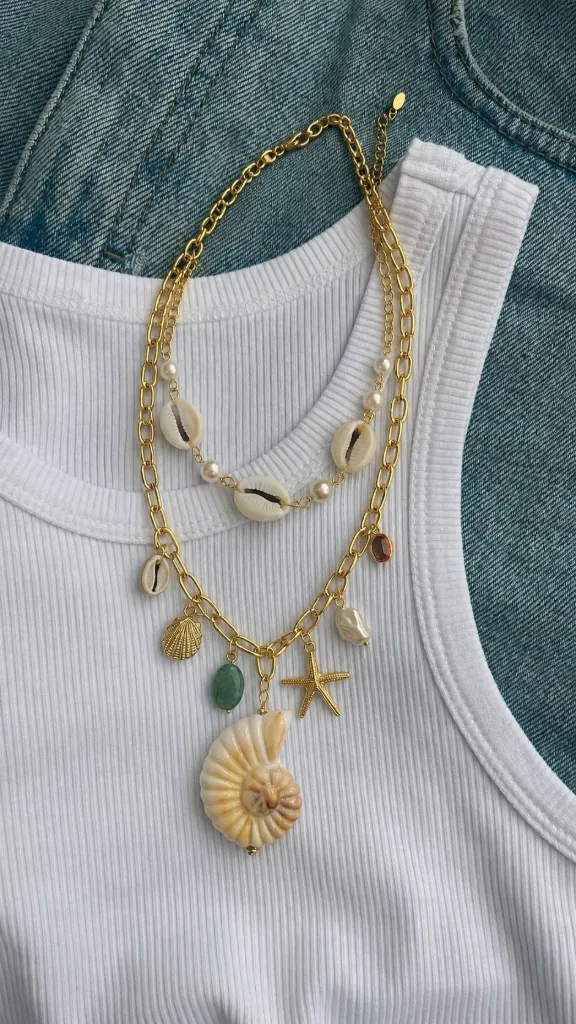 Layered Shell Charm Necklace