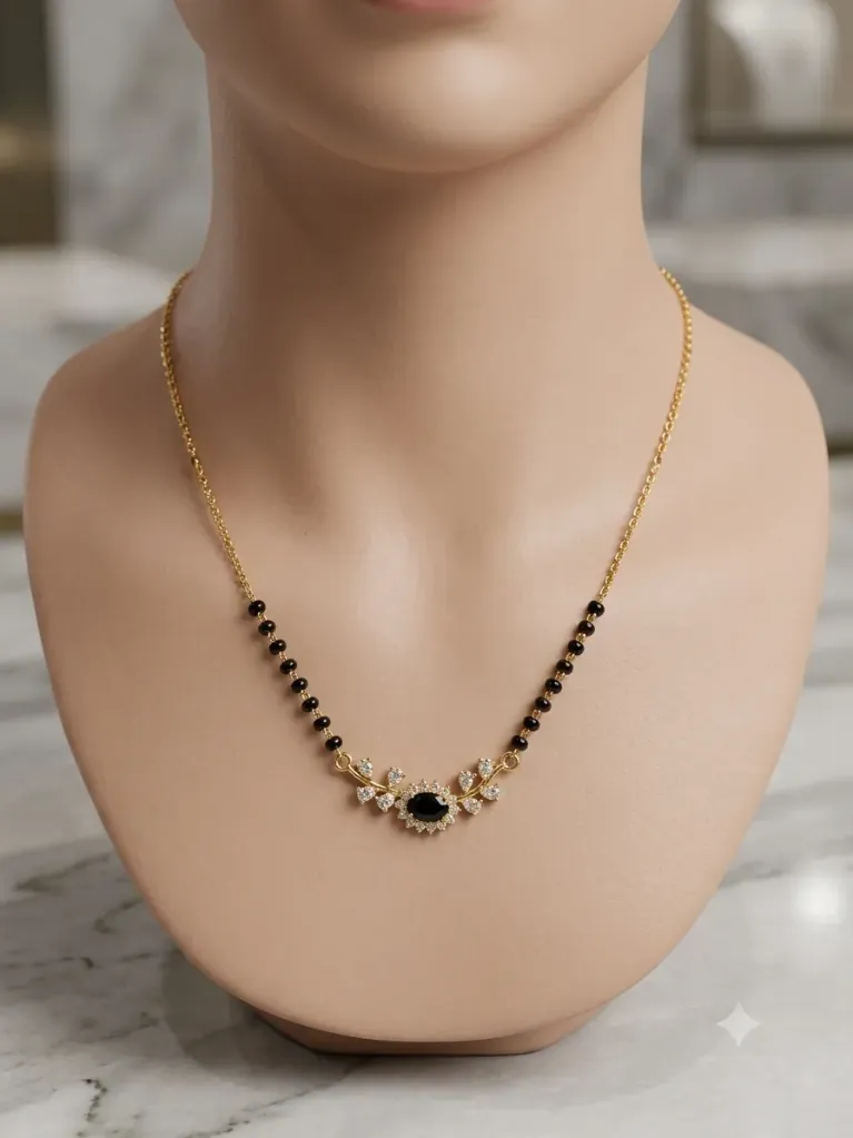 [N113] Dainty Black Stone Mangalsutra