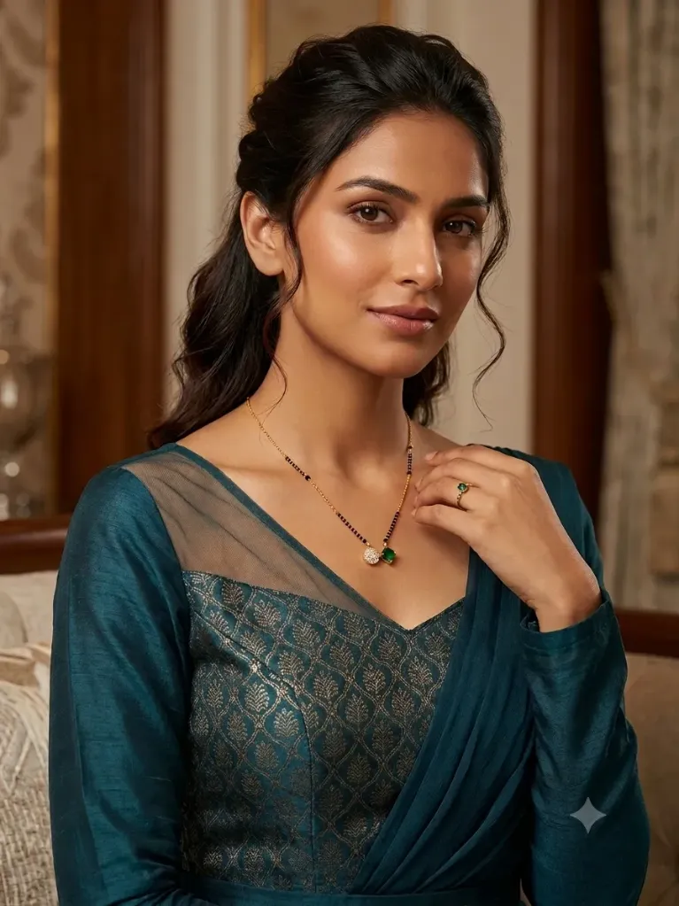 [N112] Dainty Green Stone Mangalsutra