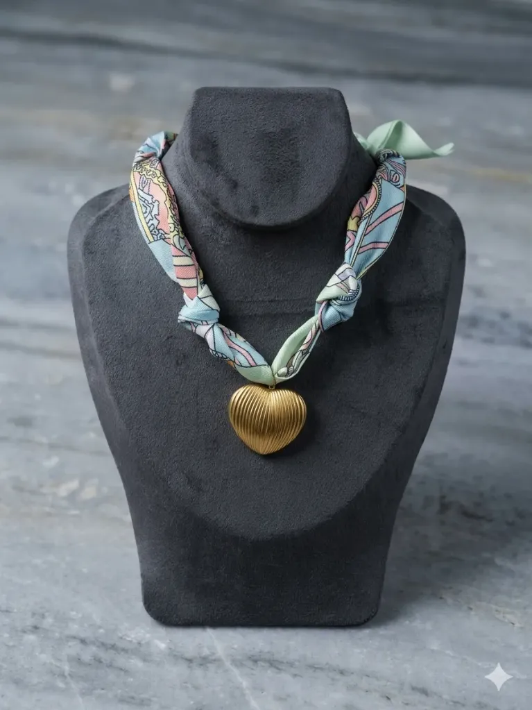 Scarf Heart Charm Necklace