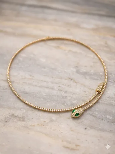Golden Snake Tennis Necklace