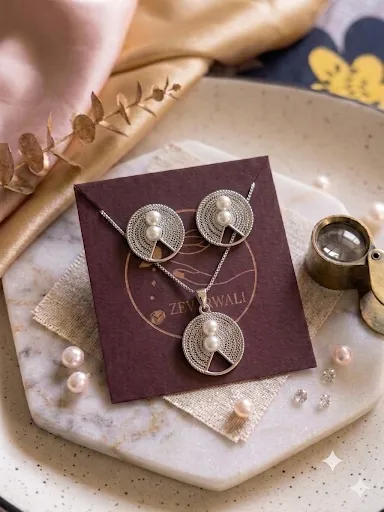 Zircon Stone Silver Fenti Set