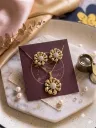 Zircon Stone Gold Floral Set