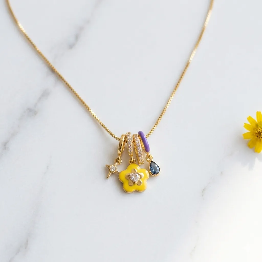 Yellow Daisy Charm Pendant Chain