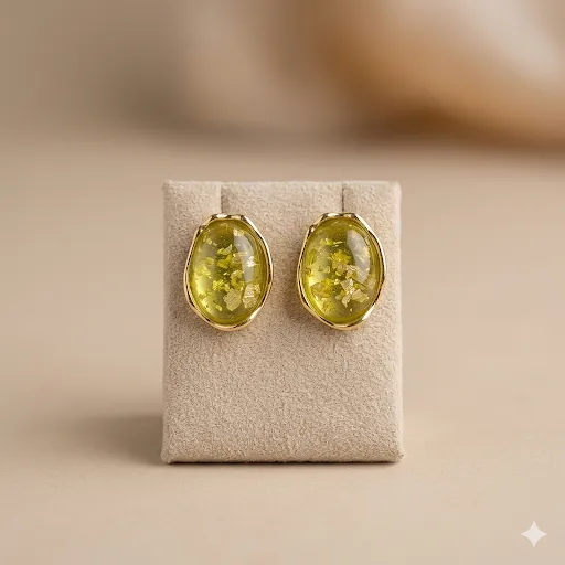 Lime Green Raisin Petal Studs