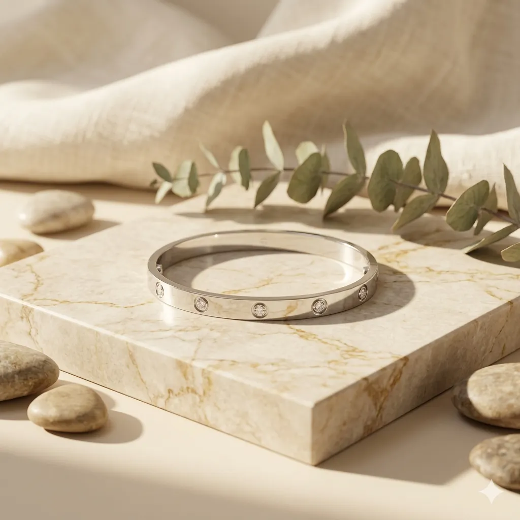 Stone Studed Cartier ( Silver )
