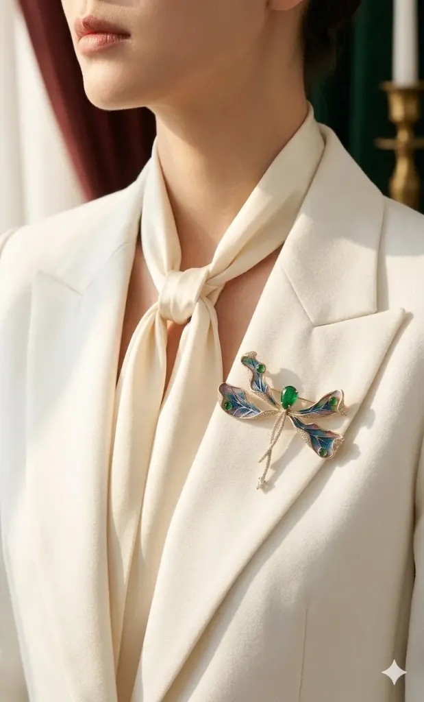 Emerald Dragonfly Brooch