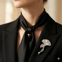 Gingko Silver Brooch